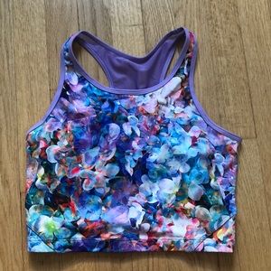 Meshed Up Crop Sports Bra in Floral Refresh size M